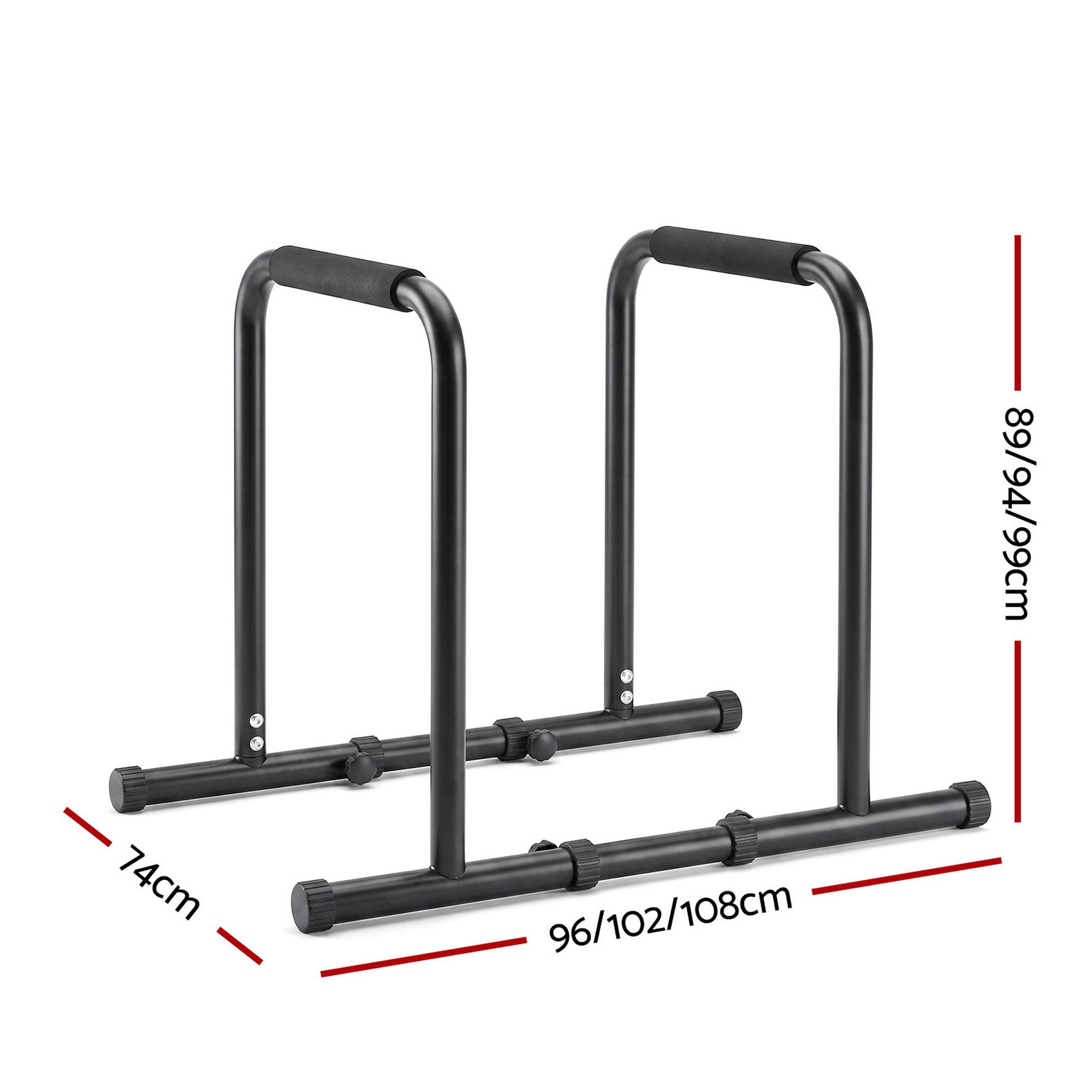 Everfit Dip Station Parallette Bars Home Gym Workout Stand Black
