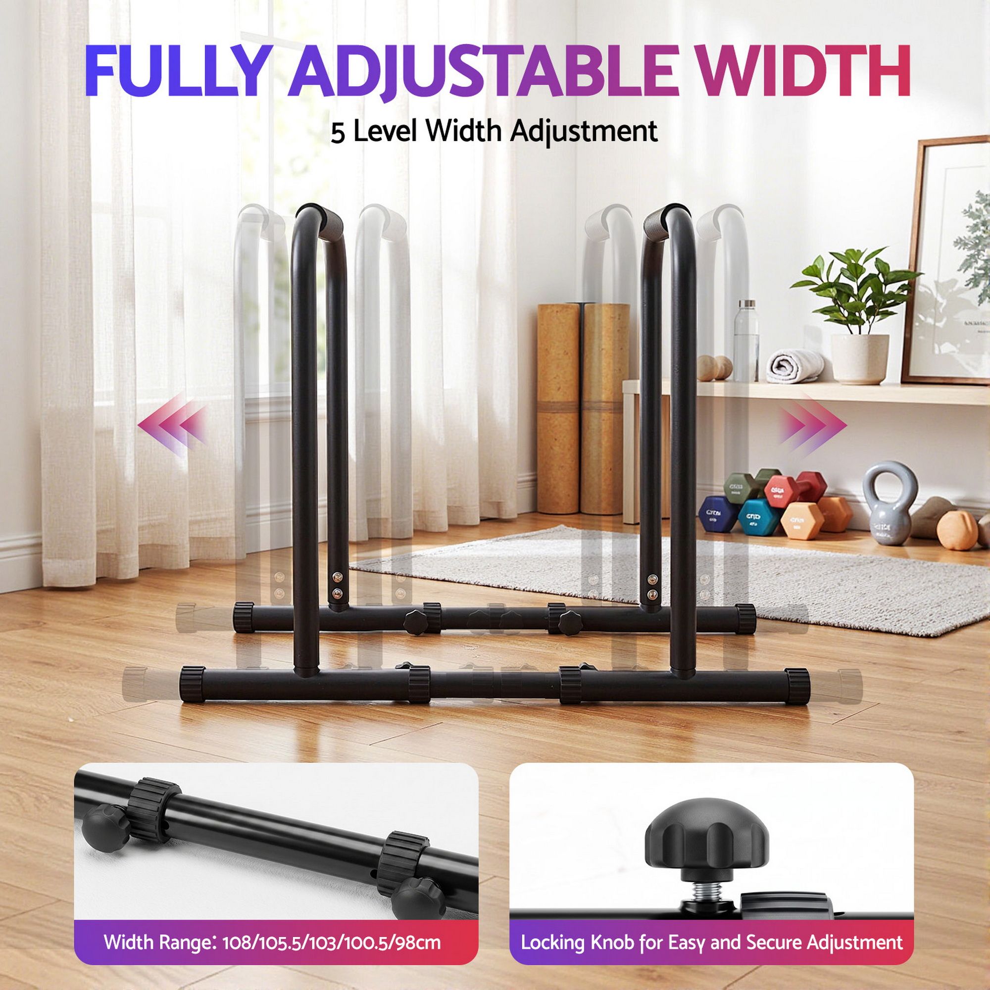 Everfit Dip Station Parallette Bars Home Gym Workout Stand Black