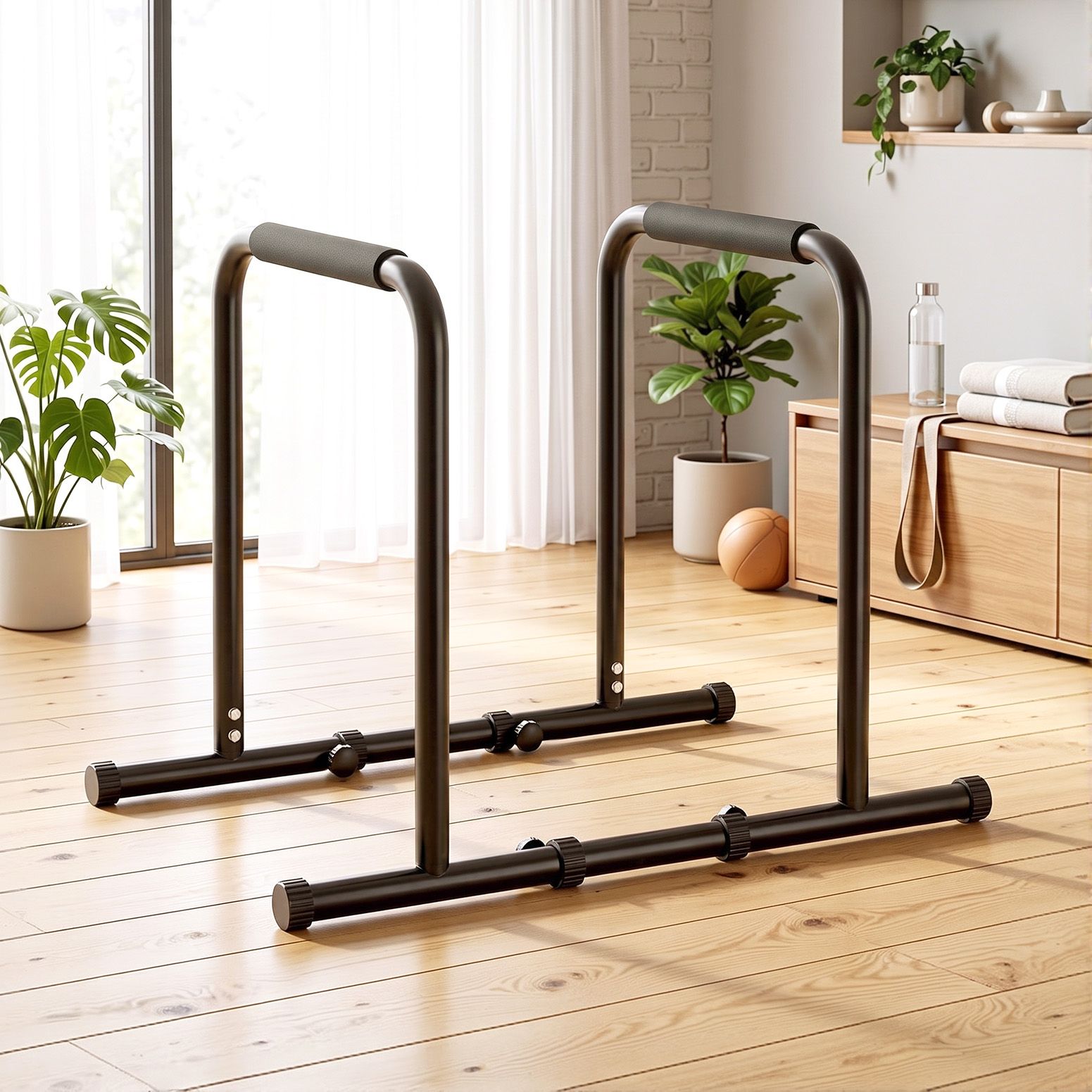 Everfit Dip Station Parallette Bars Home Gym Workout Stand Black