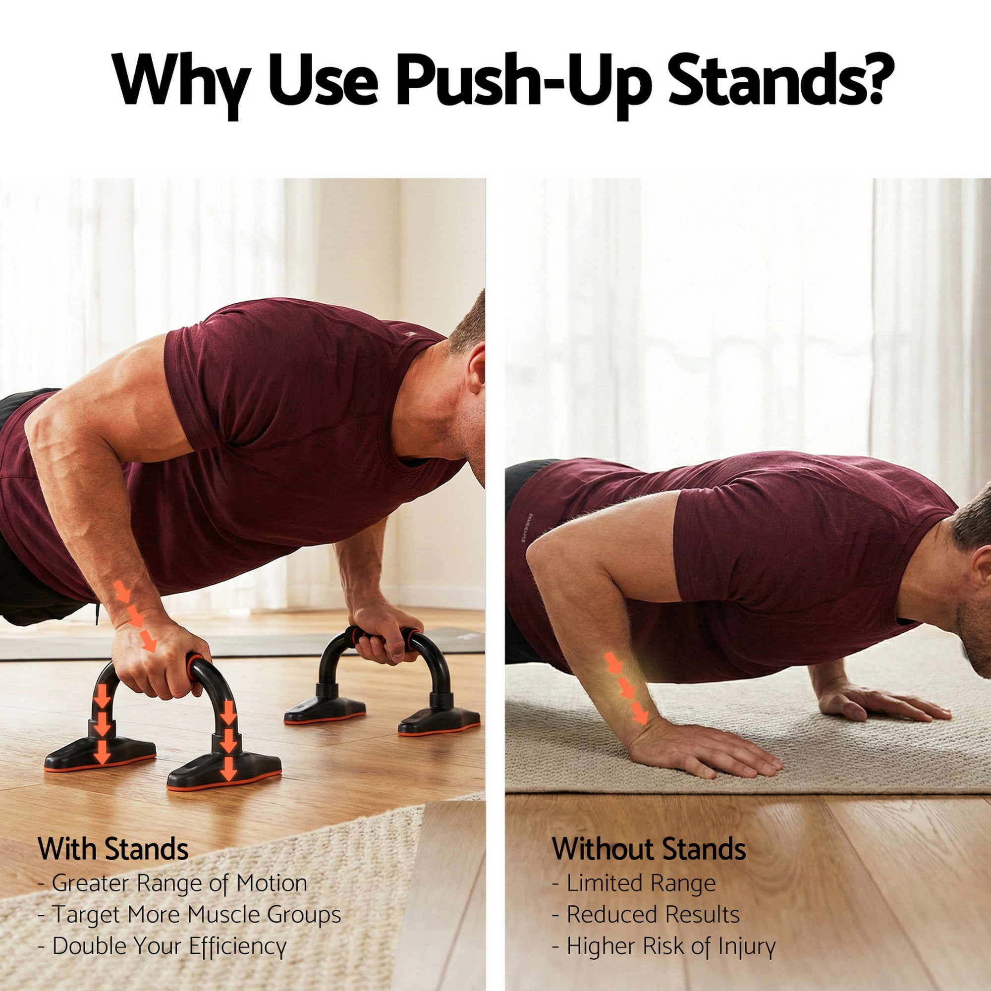Everfit Push Up Bars Stands Parallel Handles Home Gym Fitness Strength Training PUB-A-SH03-BK