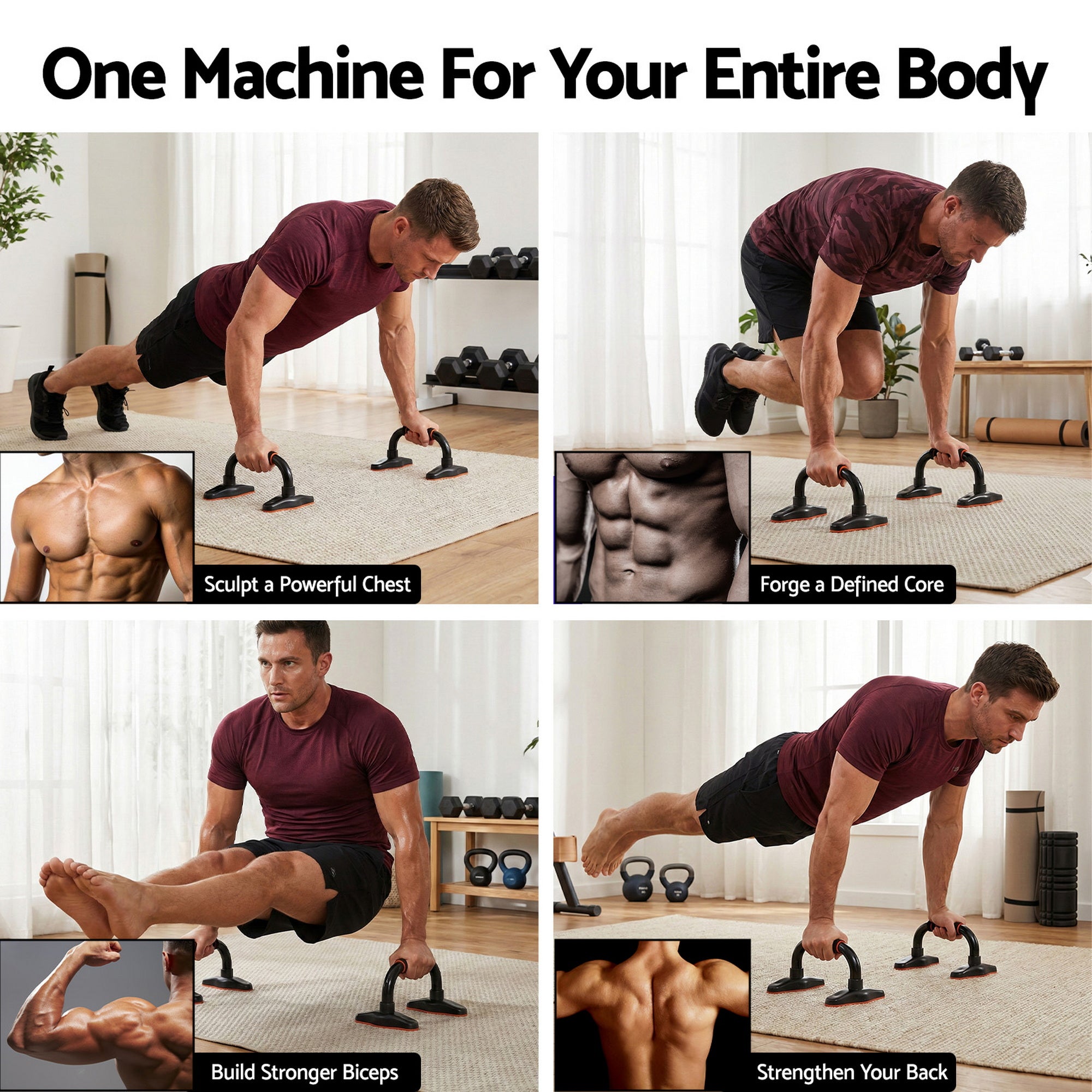 Everfit Push Up Bars Stands Parallel Handles Home Gym Fitness Strength Training PUB-A-SH03-BK