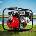 Giantz Petrol Water Pump 7HP Max, 2" High Flow 4-Stroke Engine Transfer Fire Fighting Pumps Rain Tank Oil PUMP-2INCH-210-RDBK