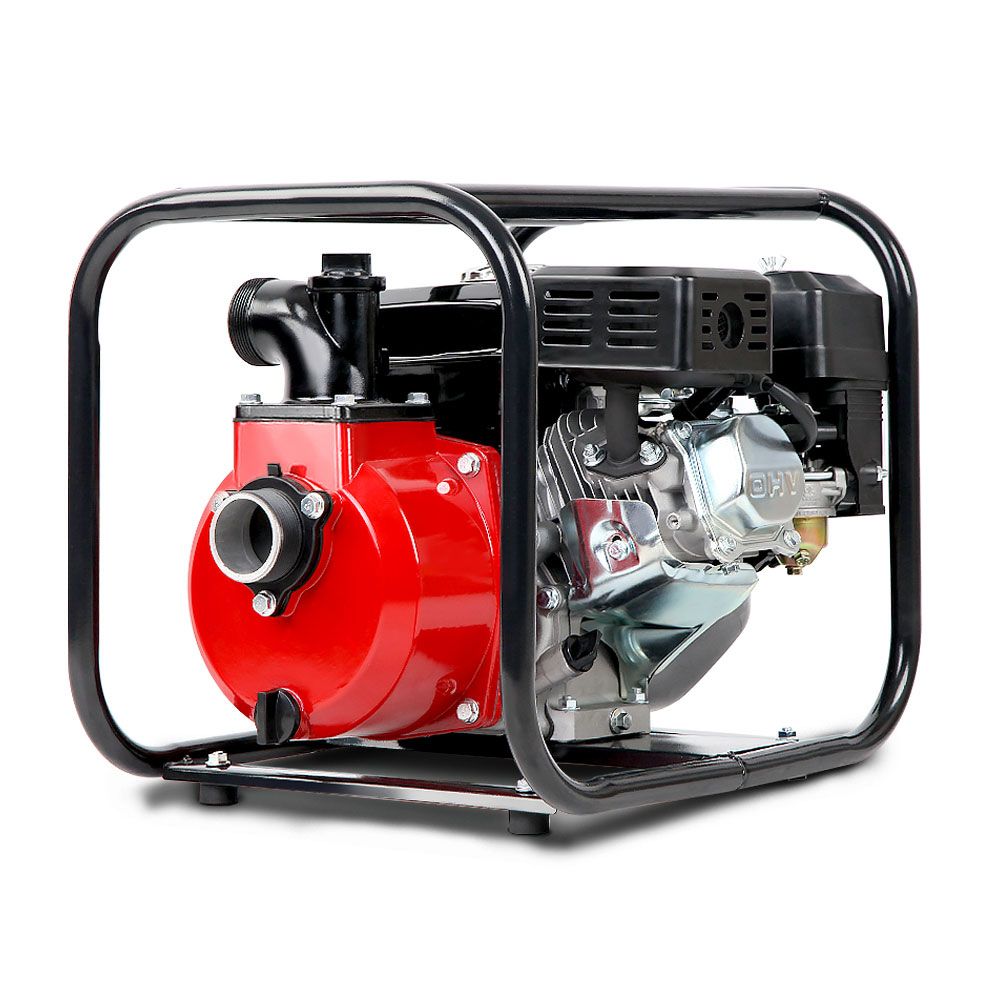 Giantz Petrol Water Pump 7HP Max, 2" High Flow 4-Stroke Engine Transfer Fire Fighting Pumps Rain Tank Oil PUMP-2INCH-210-RDBK