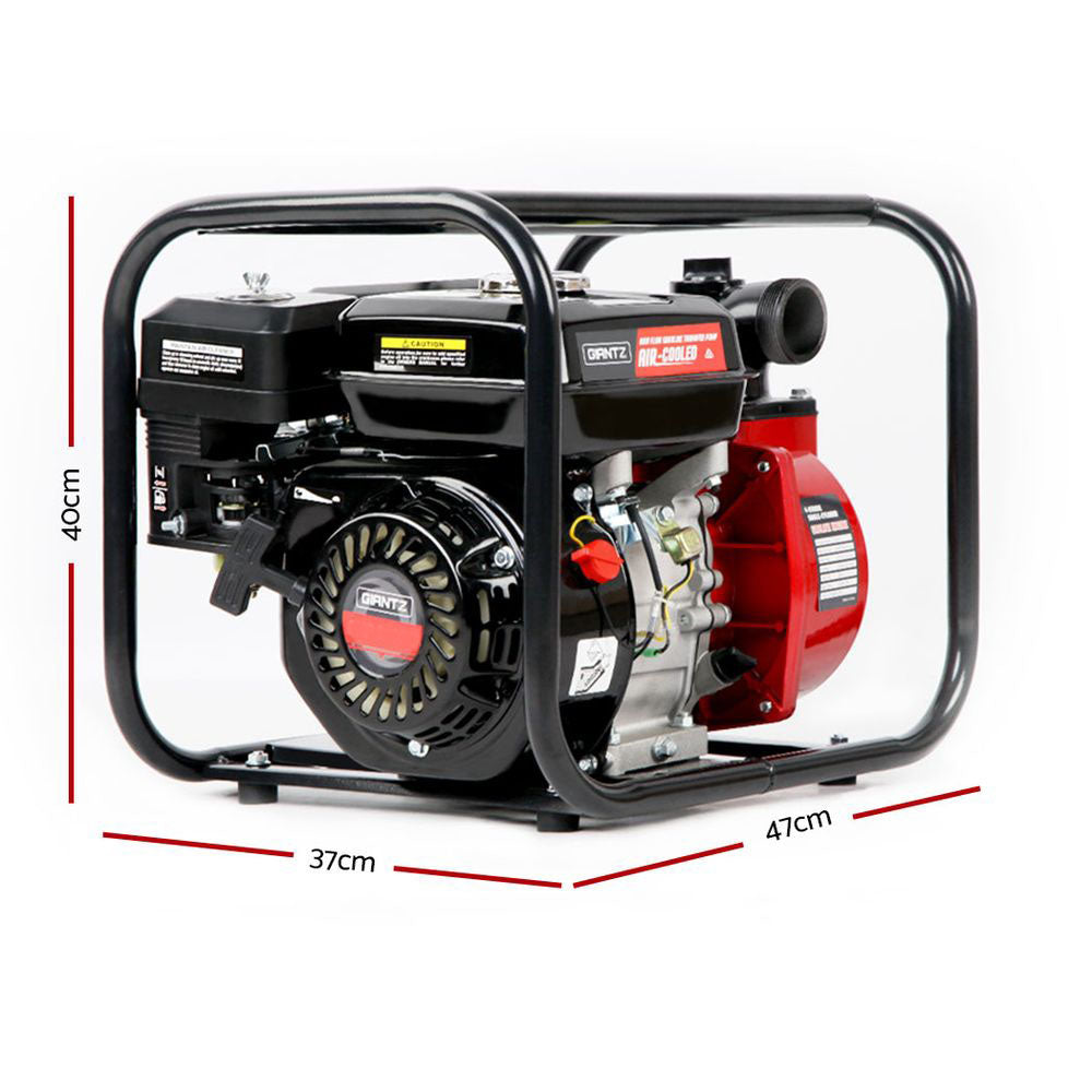 Giantz Petrol Water Pump 7HP Max, 2" High Flow 4-Stroke Engine Transfer Fire Fighting Pumps Rain Tank Oil PUMP-2INCH-210-RDBK