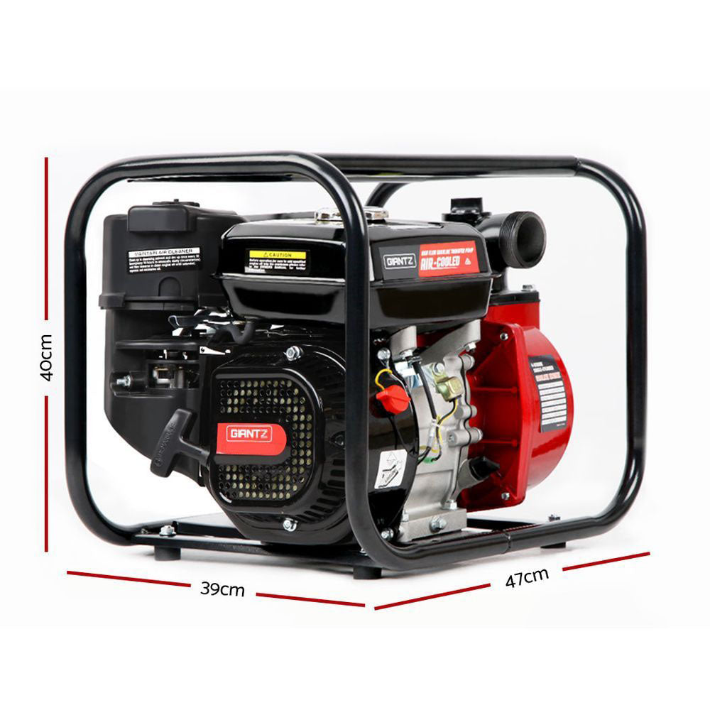 Giantz Petrol Water Pump, 2" 7HP Max High Flow Transfer Fire Fighting Pumps Rain Tank Oil Irrigation Garden PUMP-2INCH-235-RDBK