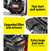 Giantz Petrol Water Pump, 2" 7HP Max High Flow Transfer Fire Fighting Pumps Rain Tank Oil Irrigation Garden PUMP-2INCH-235-RDBK