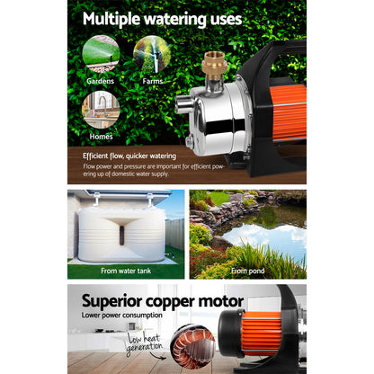 Giantz Garden Water Pump High Pressure 1500W Max. Tank Rain Farm Irrigation House PUMP-GARDEN-1500