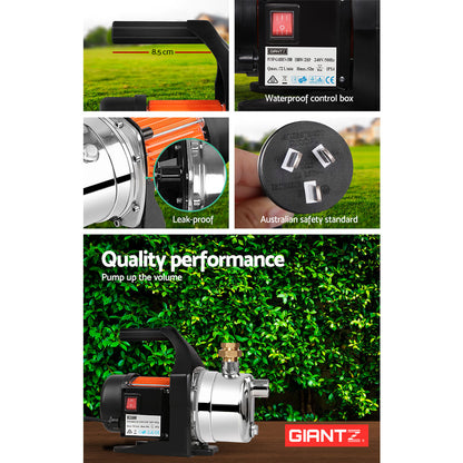 Giantz Garden Water Pump High Pressure 1500W Max. Tank Rain Farm Irrigation House PUMP-GARDEN-1500