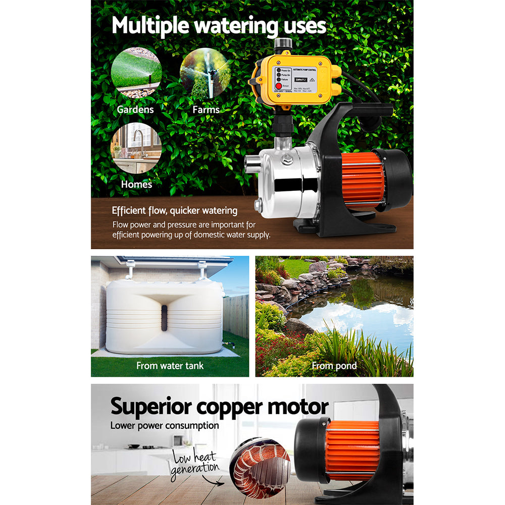 Giantz Garden Water Jet Pump High Pressure 800W Max. Tank Rain Farm Irrigation Yellow PUMP-GARDEN-800-YEL