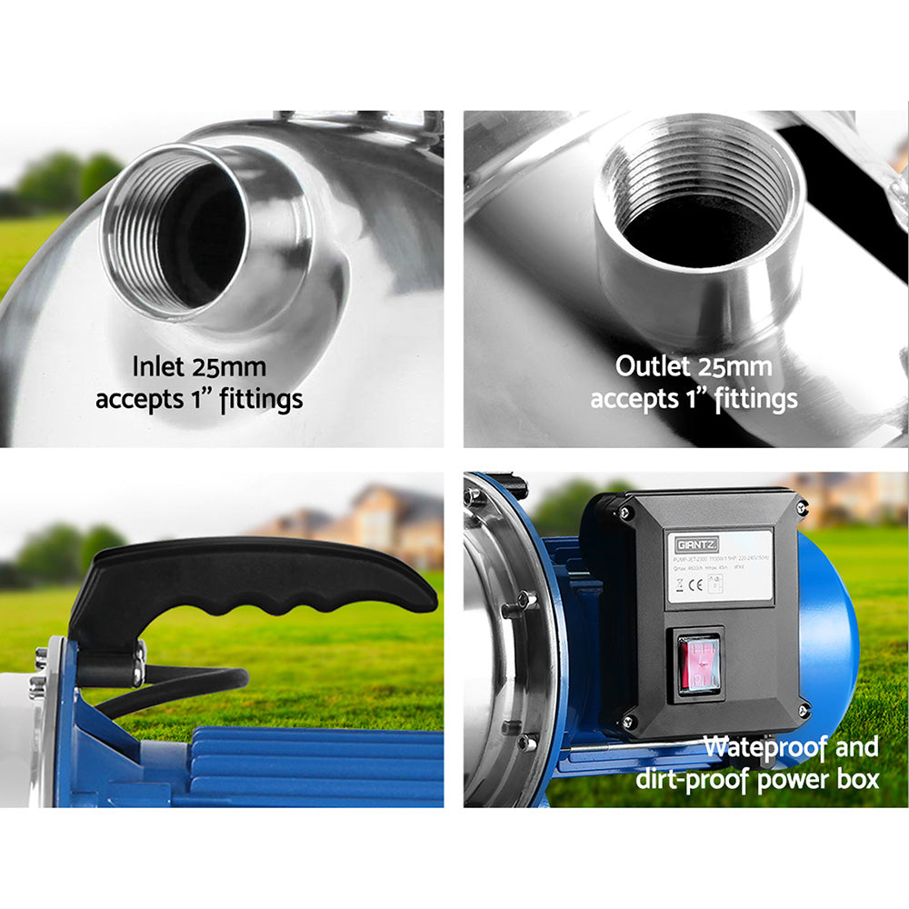 Giantz Garden Water Jet Pump High Pressure 1100W Tank Rain Farm Irrigation House PUMP-JET-2300