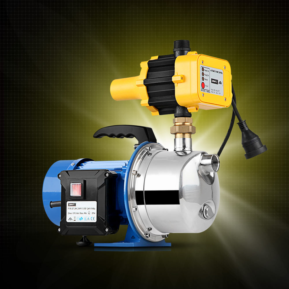 Giantz Garden Water Pump Jet High Pressure Controller Stage Irrigation Max. 4600L/H PUMP-JET-2300-YEL