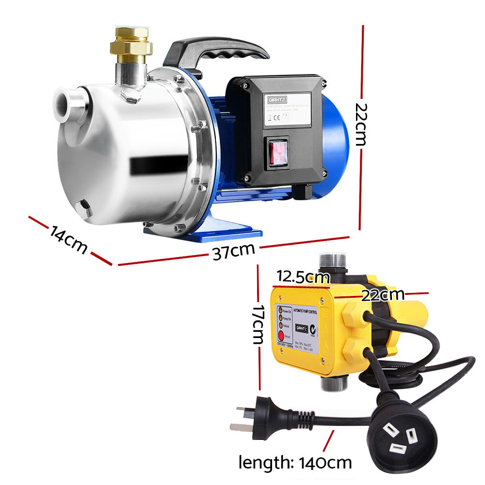 Giantz Garden Water Pump Jet High Pressure Controller Stage Irrigation Max. 4600L/H PUMP-JET-2300-YEL