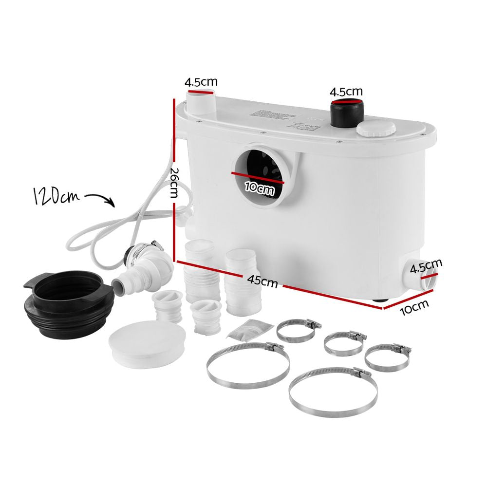 Giantz Macerator Sewerage Pump Waste Water Marine Toilet Disposal Unit Clean PUMP-MAC-400-WH