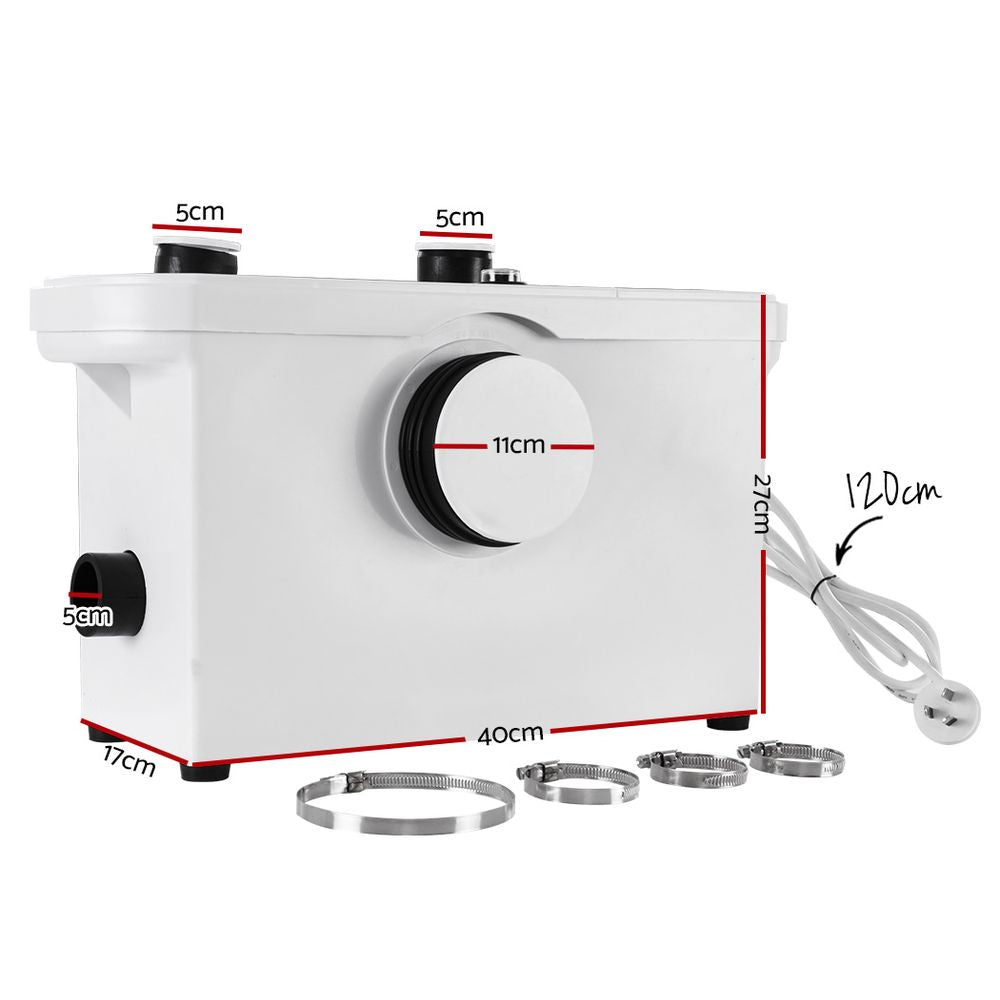 Giantz Macerator Sewerage Pump Waste Water Marine Toilet Disposal Laundry Unit PUMP-MAC-600-WH