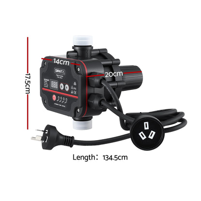 GIANTZ Digital Water Pump Controller 16A 1.5kW Max High Power Pressure Switch Adjustable 10Bar IP65 PUMP-PC-2M-BK