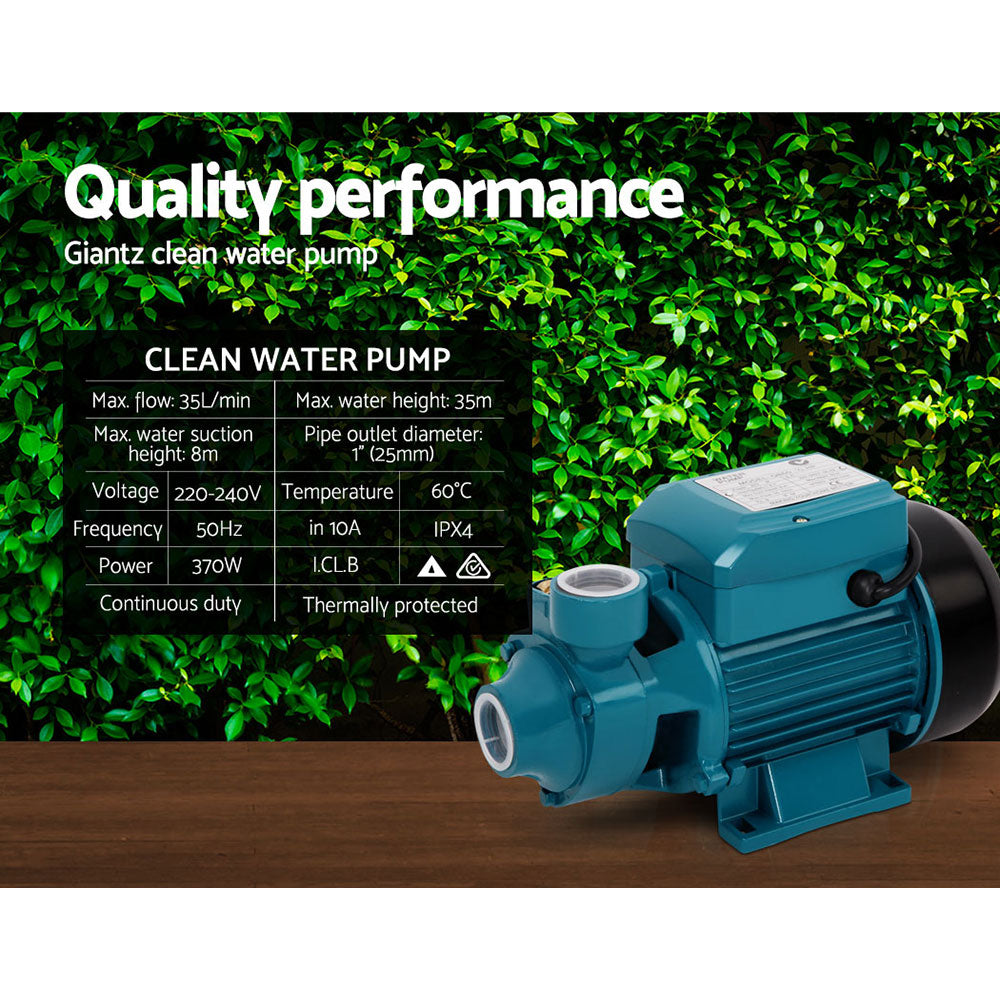 Giantz Peripheral Water Pump Garden Boiler Car Wash Electric Irrigation QB60 PUMP-QB60