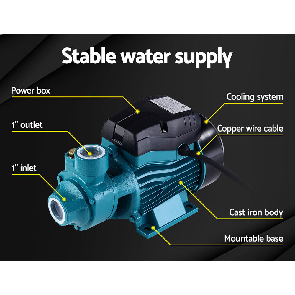 Giantz Peripheral Water Pump Garden Boiler Car Wash Auto Irrigation House QB60 PUMP-QB60-IT-BU