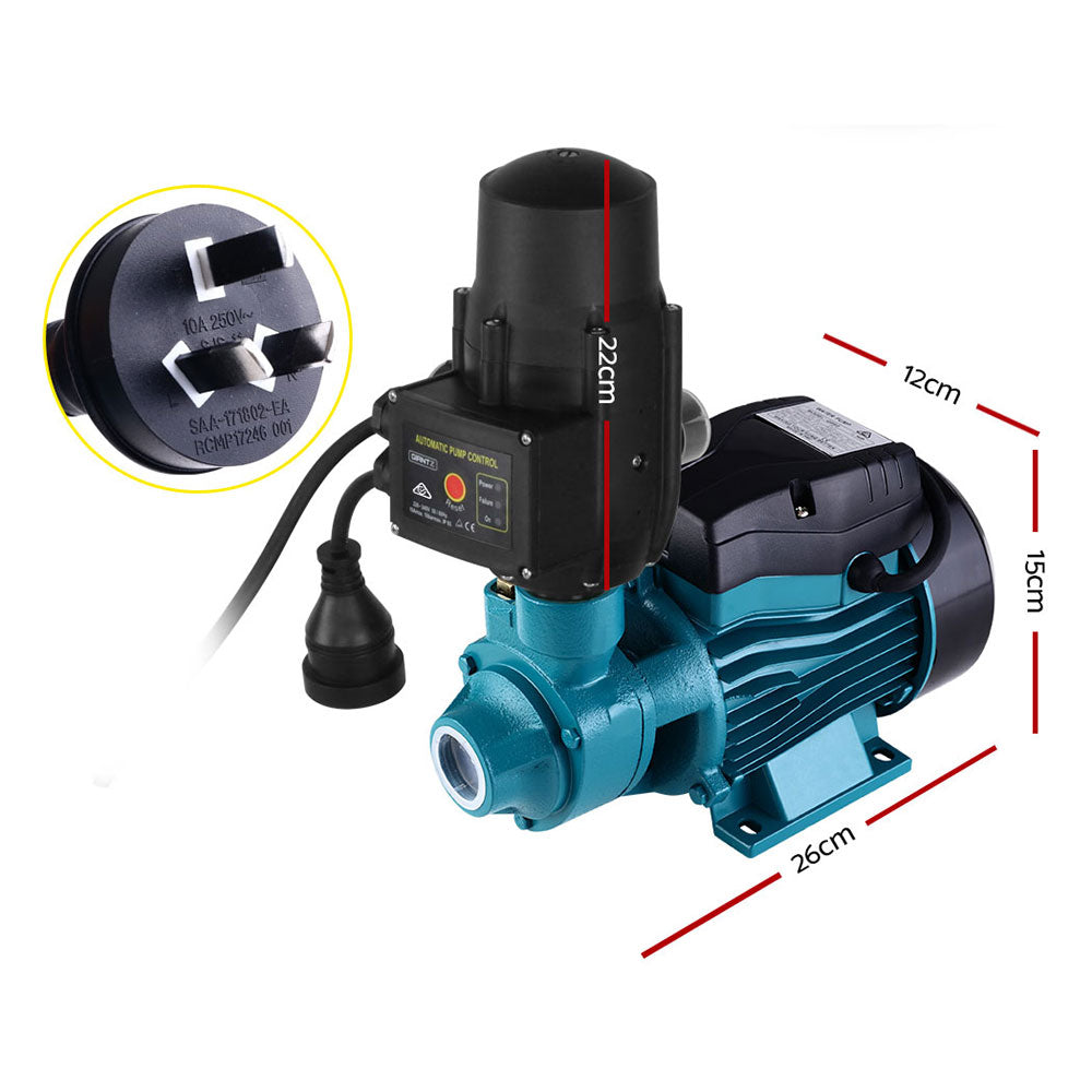 Giantz Peripheral Water Pump Garden Boiler Car Wash Auto Irrigation QB60 Black PUMP-QB60-IT-BU-TPC