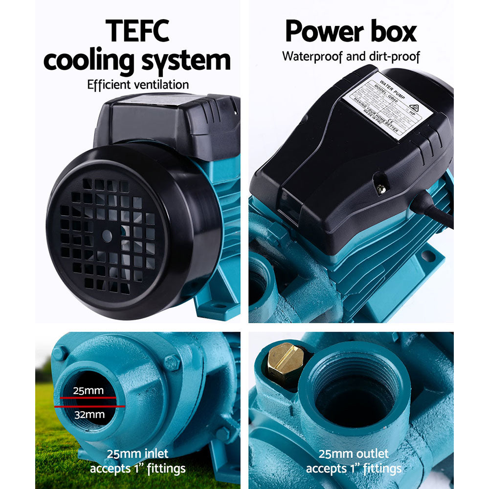 Giantz Peripheral Water Pump Garden Boiler Car Wash Auto Irrigation QB60 Black PUMP-QB60-IT-BU-TPC