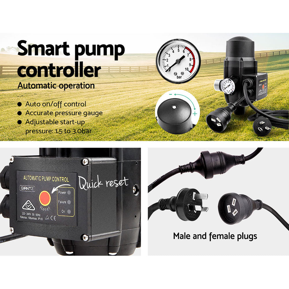 Giantz Peripheral Water Pump Garden Boiler Car Wash Auto Irrigation QB60 Black PUMP-QB60-IT-BU-TPC