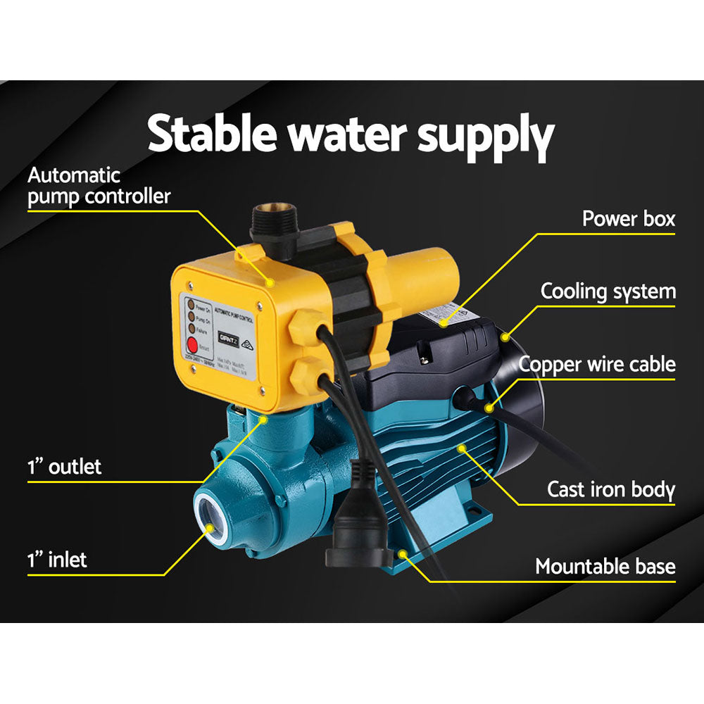 Giantz Peripheral Water Pump Garden Boiler Car Wash Electric Irrigation QB60 Yellow PUMP-QB60-IT-BU-YEL