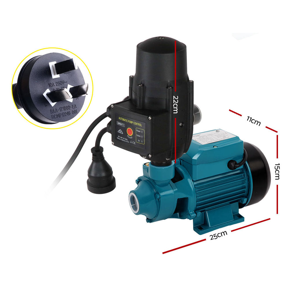 Giantz Auto Peripheral Pump Clean Water Garden Boiler Car Wash Irrigation QB60 PUMP-QB60-TPC