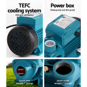 Giantz Auto Peripheral Pump Clean Water Garden Boiler Car Wash Irrigation QB60 PUMP-QB60-TPC