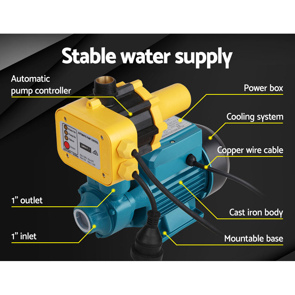 Giantz Peripheral Pump Auto Controller Clean Water Garden Farm Rain Irrigation PUMP-QB60-YEL