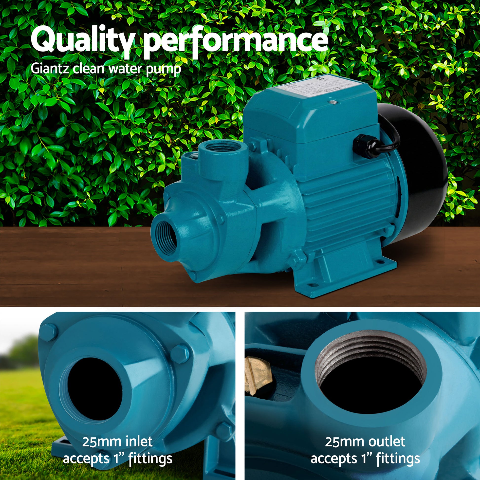 Giantz Peripheral Water Pump Garden Boiler Car Wash Auto Irrigation House QB80 PUMP-QB80-BU