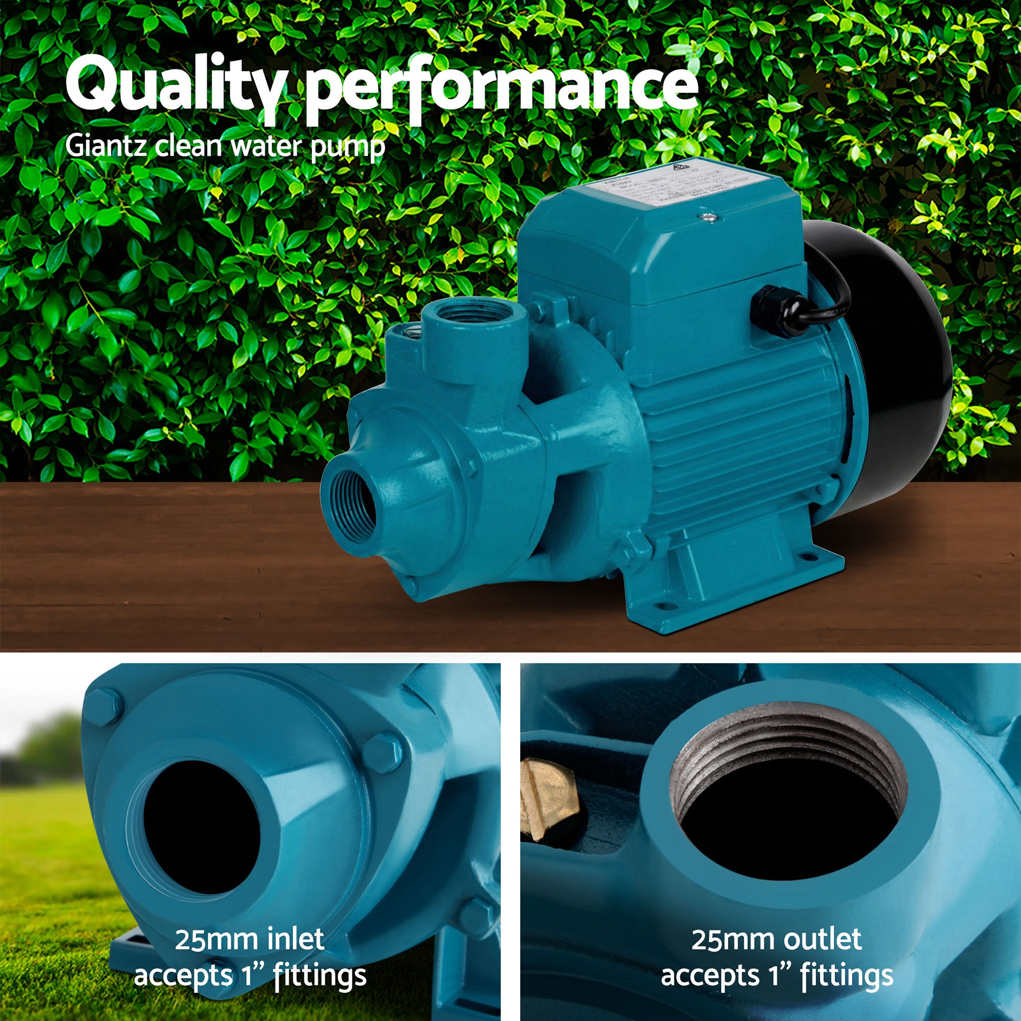 Giantz Peripheral Water Pump Garden Boiler Car Wash Auto Irrigation House QB80 PUMP-QB80-BU