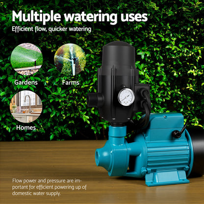 Giantz Peripheral Water Pump Garden Boiler Car Wash Auto Irrigation QB80 Black PUMP-QB80-TPC