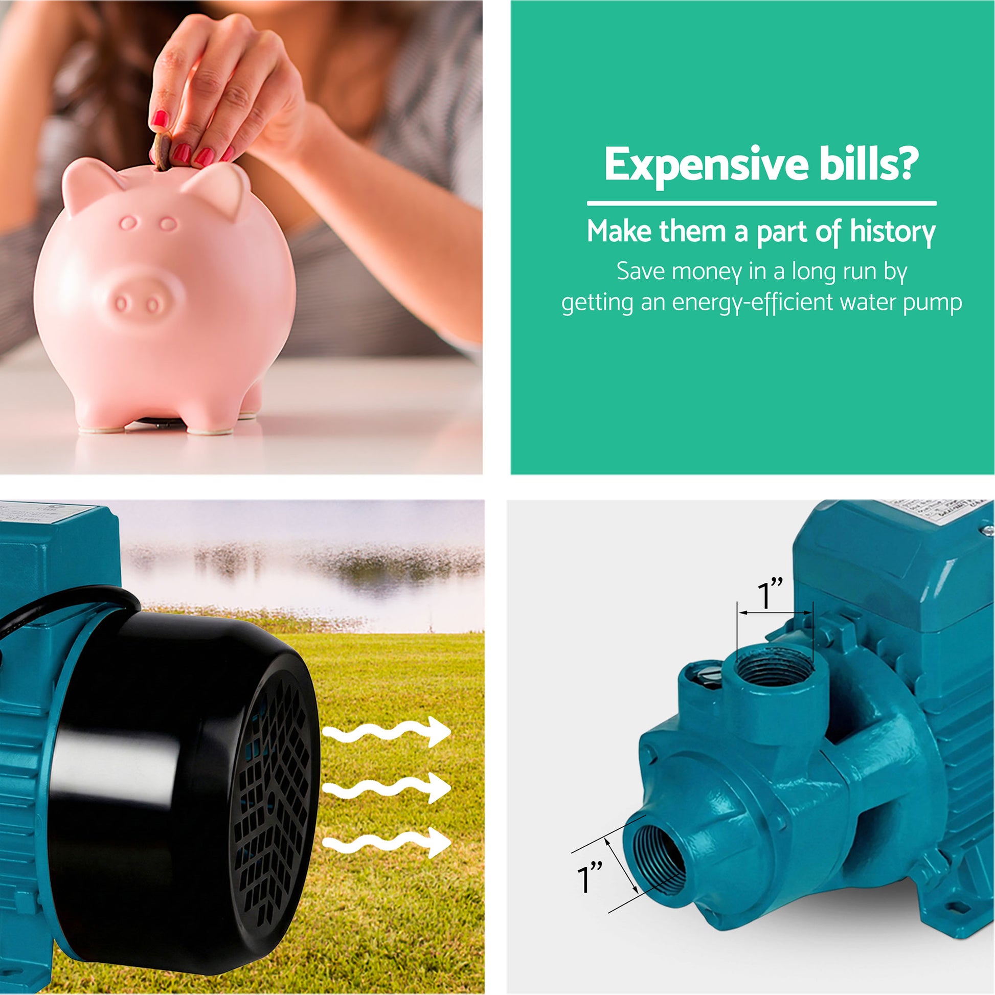 Giantz Peripheral Water Pump Garden Boiler Car Wash Auto Irrigation QB80 Black PUMP-QB80-TPC