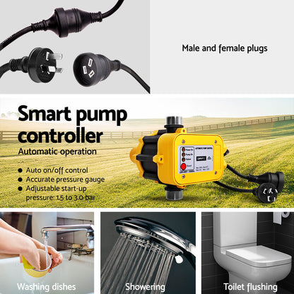 Giantz Peripheral Water Pump Garden Boiler Car Wash Auto Irrigation QB80 Yellow PUMP-QB80-YEL