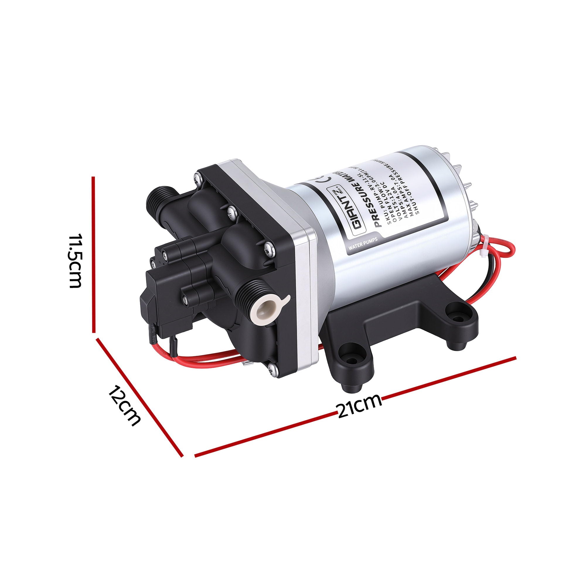 Giantz 12V Water Pump High Pressure Fast Self Priming 11.3L with Auto Switch for RV Caravan Boat PUMP-RV-11-SL