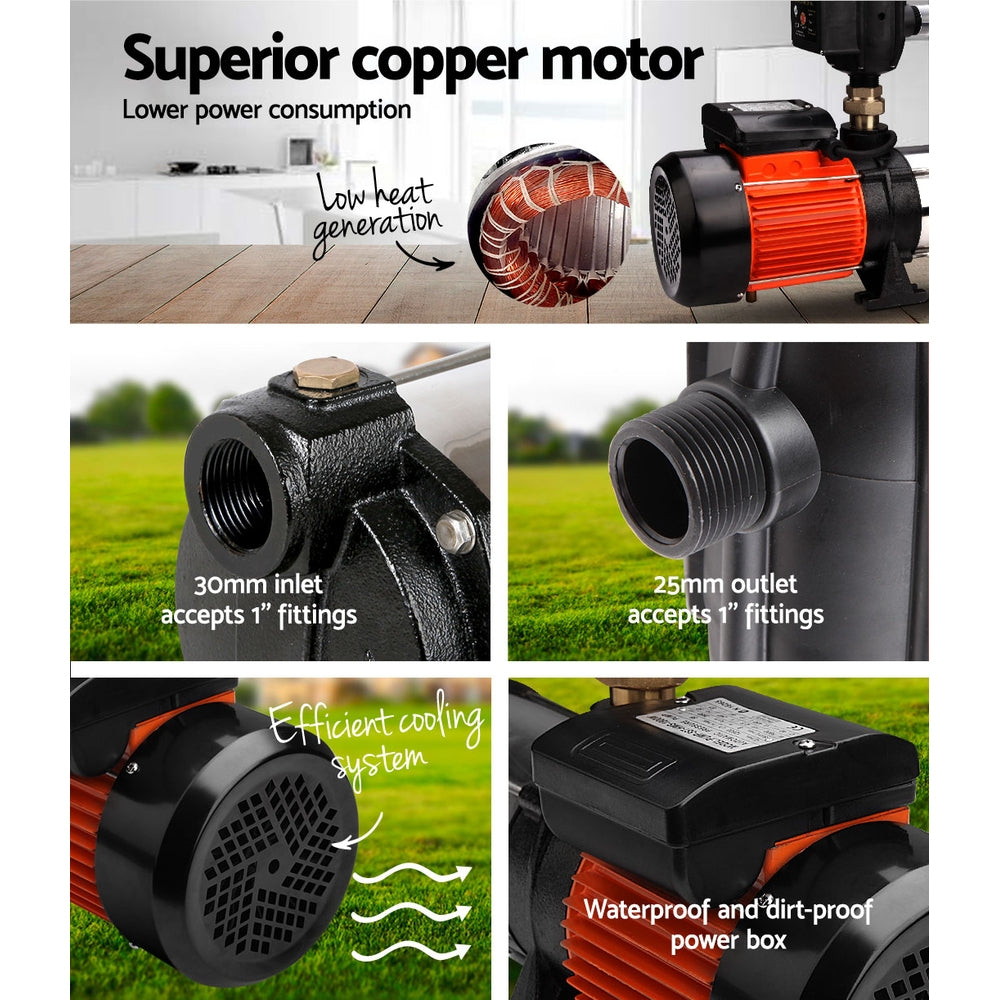 Giantz 1800W Max 5-Stage Garden Water Pump High Pressure Irrigation Booster Pump, Automatic Multi-Stage PUMP-ST5-1800W-TPC