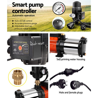 Giantz 1800W Max 5-Stage Garden Water Pump High Pressure Irrigation Booster Pump, Automatic Multi-Stage PUMP-ST5-1800W-TPC