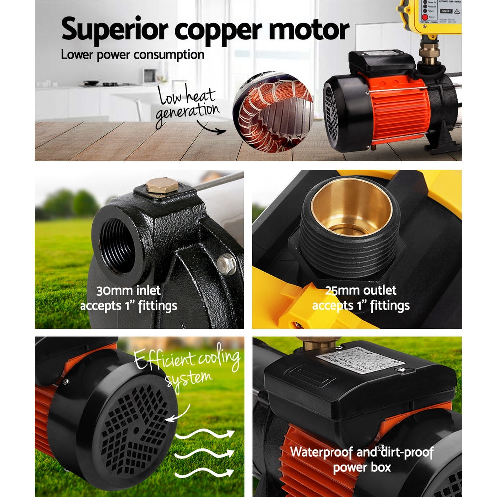 Giantz 1800W Max 5-Stage Garden Water Pump High Pressure Irrigation Booster Pump, Automatic Multi-Stage PUMP-ST5-1800W-YEL