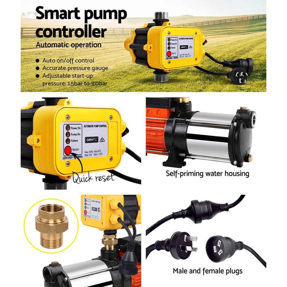 Giantz 1800W Max 5-Stage Garden Water Pump High Pressure Irrigation Booster Pump, Automatic Multi-Stage PUMP-ST5-1800W-YEL