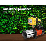 Giantz 1800W Max 5-Stage Garden Water Pump High Pressure Irrigation Booster Pump, Automatic Multi-Stage External Sprinkler Pump for Rainwater Tank Transfer, Home Farm Lawn, Yellow