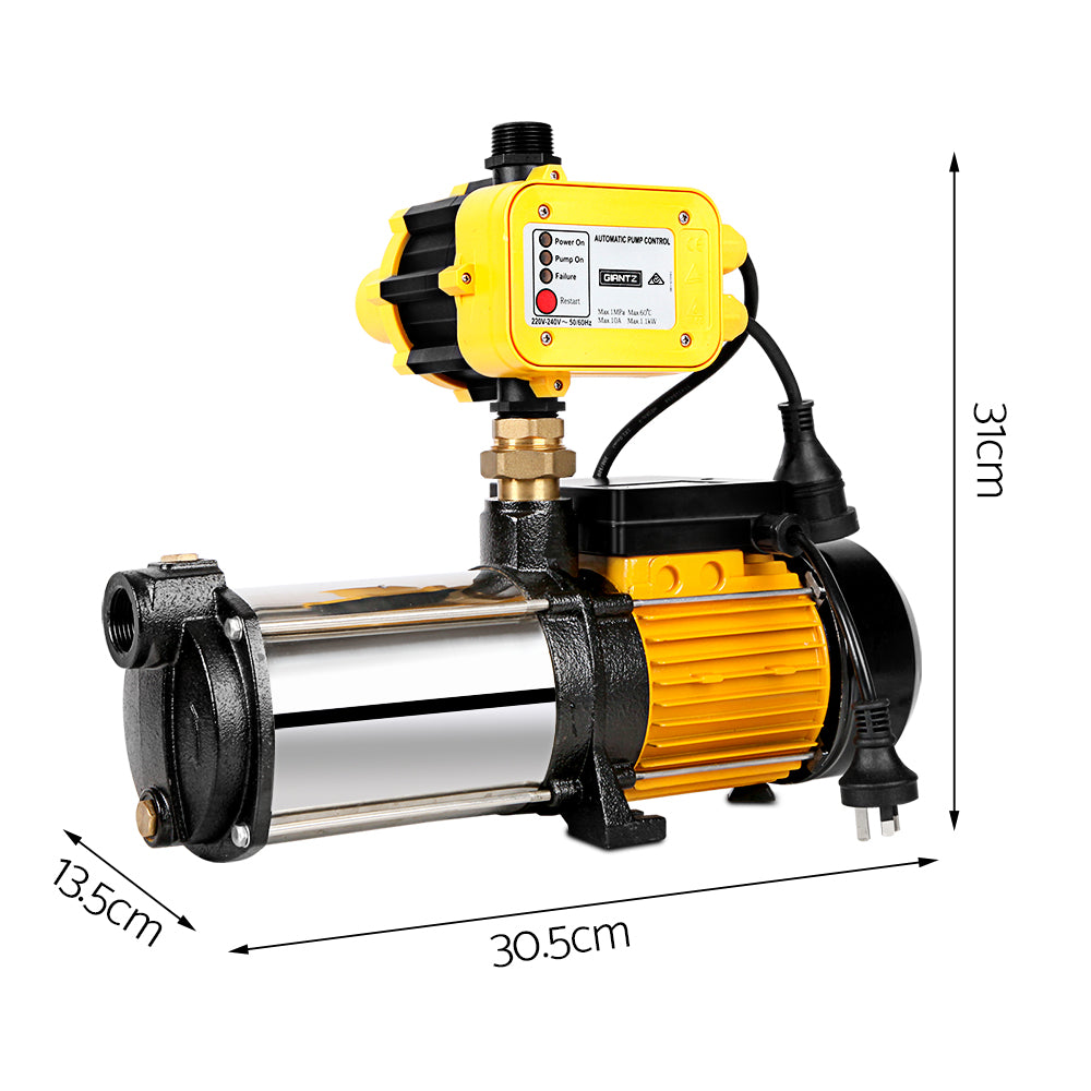 Giantz Garden Water Pump High Pressure 2500W Max 5-Stage Tank Irrigation Transfer Booster Yellow PUMP-ST5-25-OG-YEL