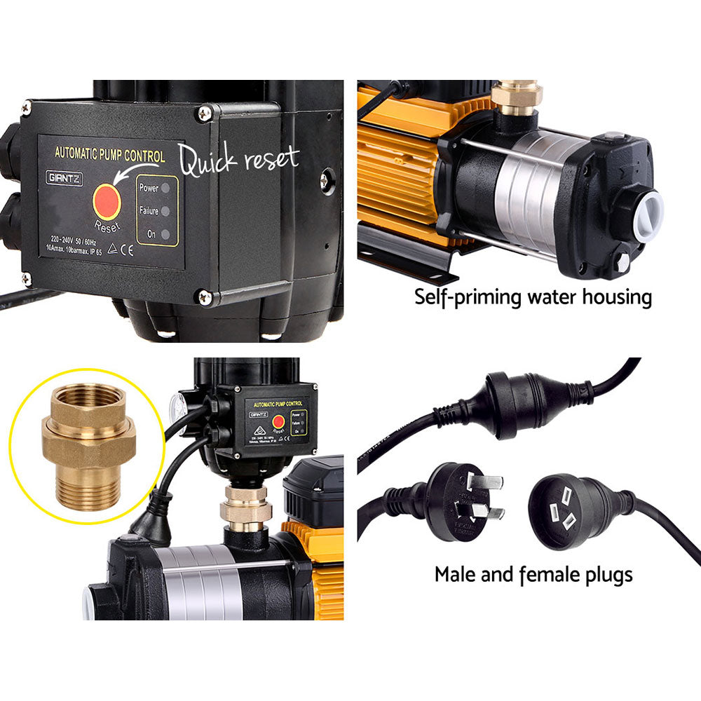 Giantz Garden Water Pump High Pressure 2000W Max 5-Stage Tank Irrigation Transfer Booster Pump Black PUMP-ST5-SS-OG-TPC