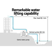 Giantz Garden Water Pump High Pressure 2500W Max 6-Stage Tank Irrigation Transfer Booster Pump Black PUMP-ST6-SS-OG-TPC