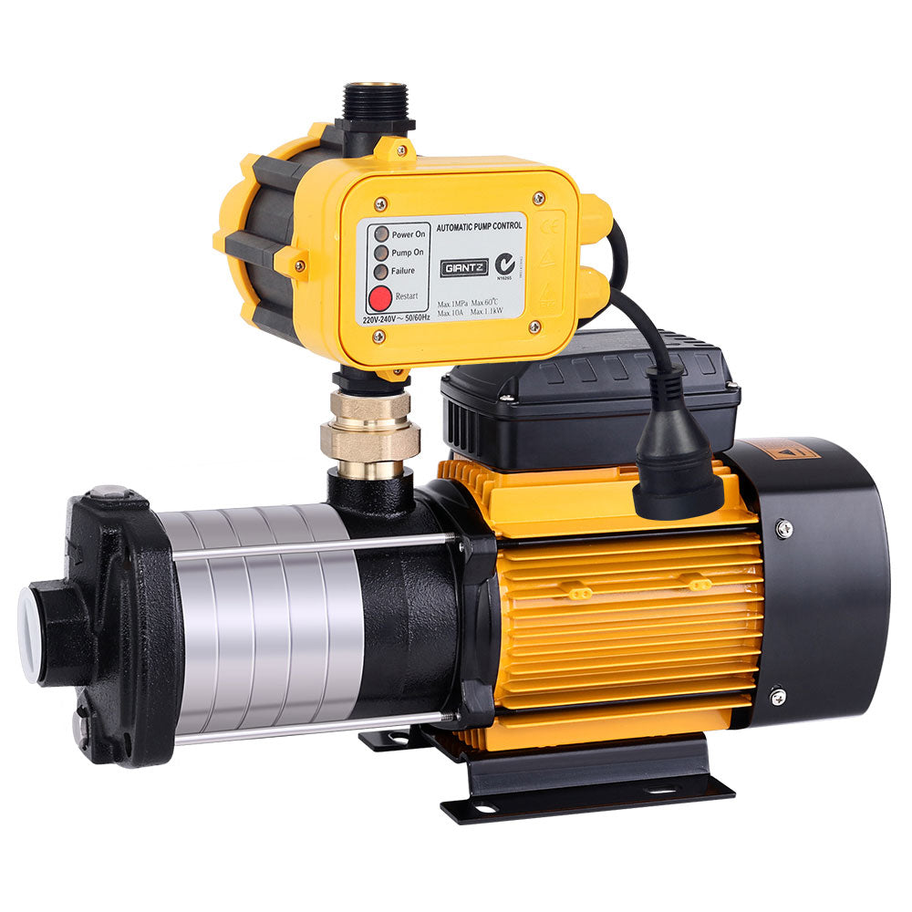 Giantz Garden Water Pump High Pressure 2500W Max 6-Stage Tank Irrigation Transfer Booster Yellow PUMP-ST6-SS-OG-YEL
