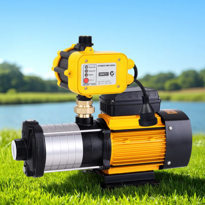 Giantz Garden Water Pump High Pressure 2500W Max 6-Stage Tank Irrigation Transfer Booster Yellow PUMP-ST6-SS-OG-YEL