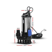 Giantz 2000W Max. Submersible Dirty Water Pump Bore Tank Well Steel Automatic PUMP-SUBM-28-BK