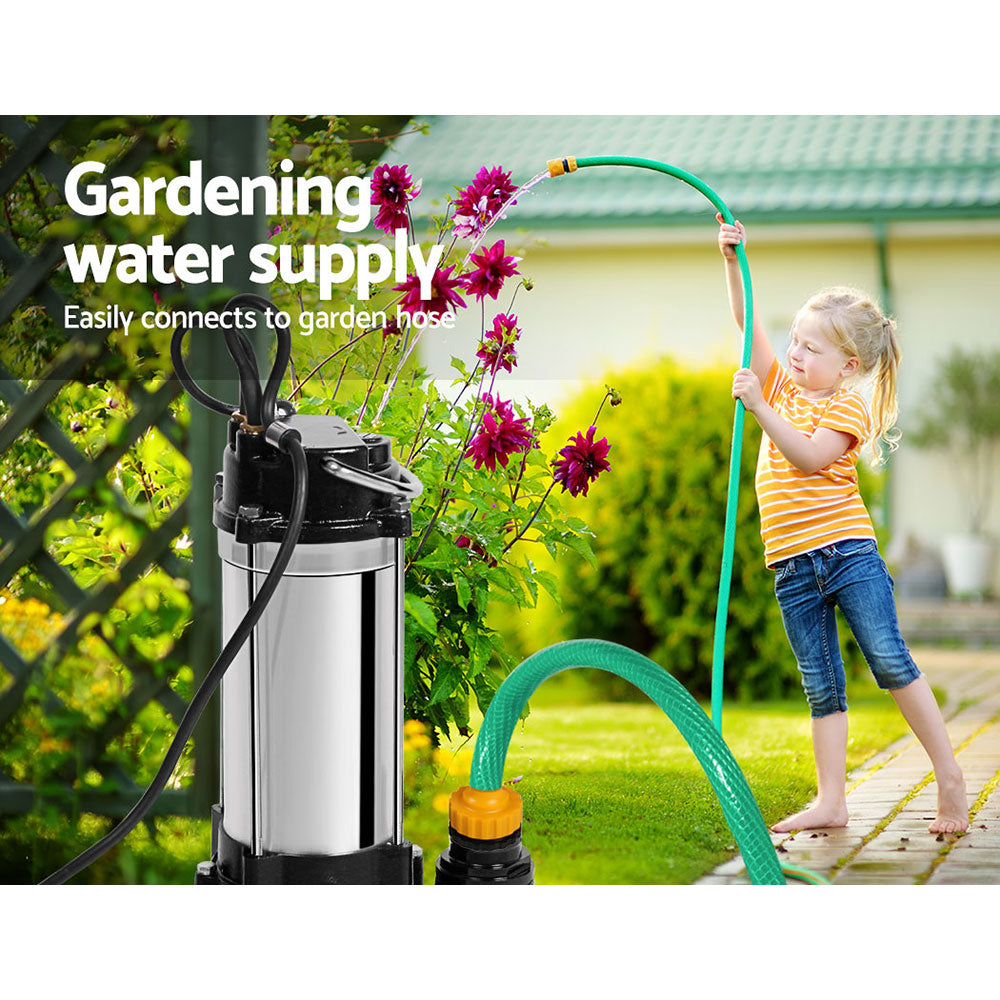 Giantz 2000W Max. Submersible Dirty Water Pump Bore Tank Well Steel Automatic PUMP-SUBM-28-BK