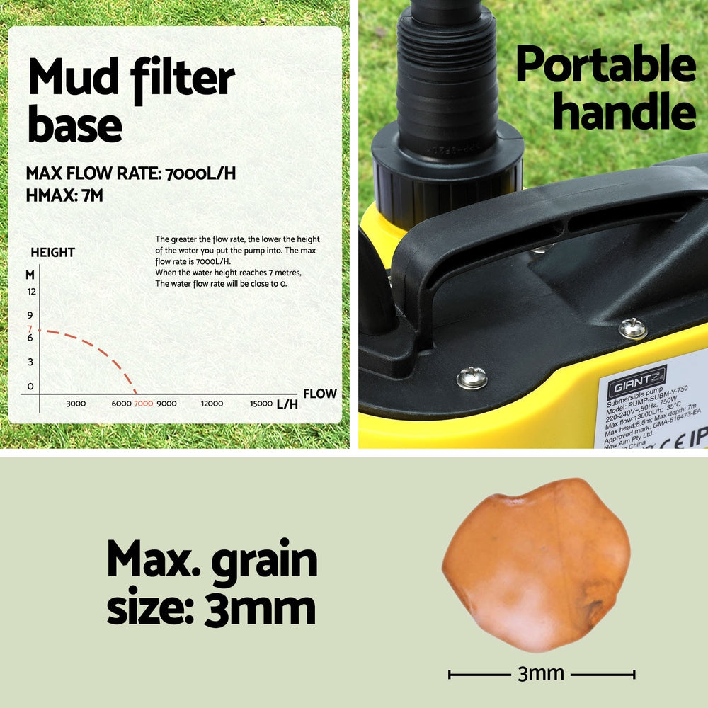 Giantz Garden Water Submersible Pump 400W Dirty Bore Sewerage Tank Well Steel PUMP-SUBM-Y-400