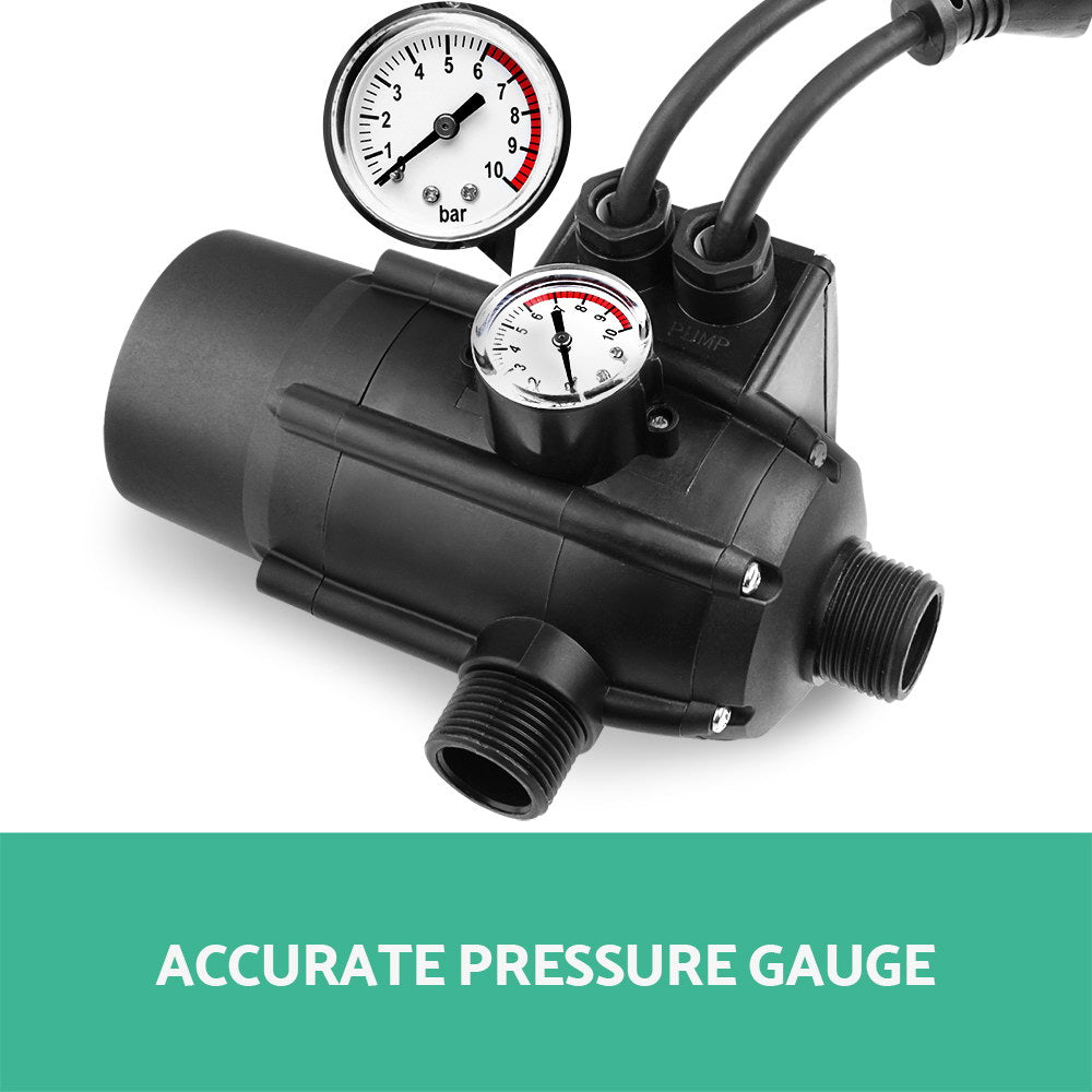 Giantz Water Pressure Pump Controller Auto Switch Control Electric Electronic Black PUMP-TPC-21-BK