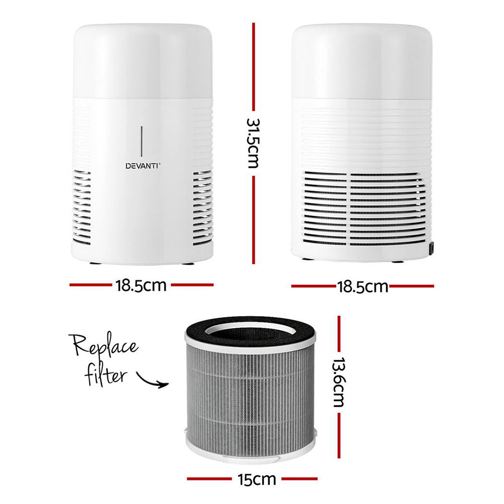 Devanti Air Purifier 3-layer HEPAh11 Filter Home Freshener Carbon PM2.5 Remover PURI-D-300A-FT