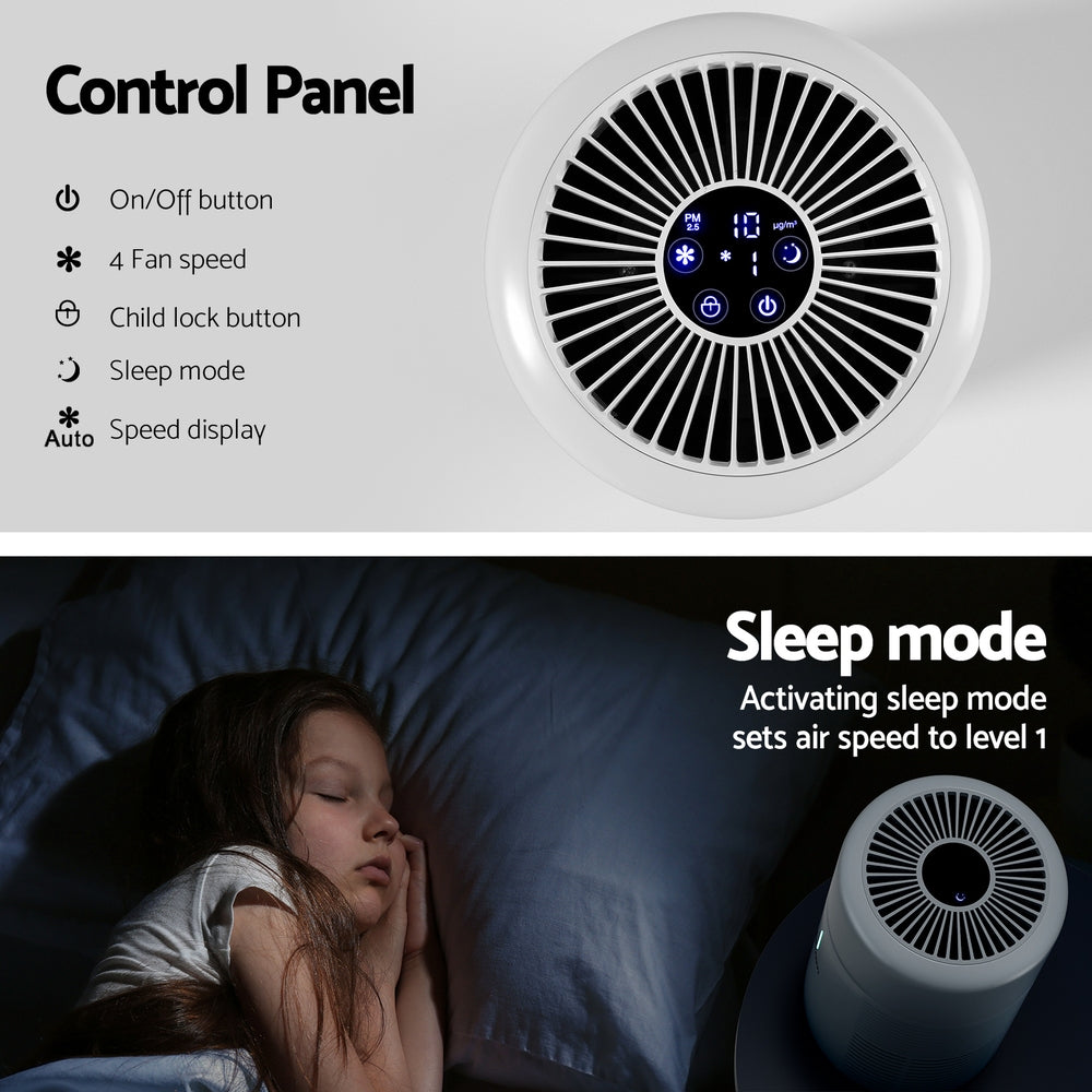 Devanti Air Purifier HEPA Filter Home Purifiers Dust Sensor PM2.5 Remover PURI-D-300A-WH